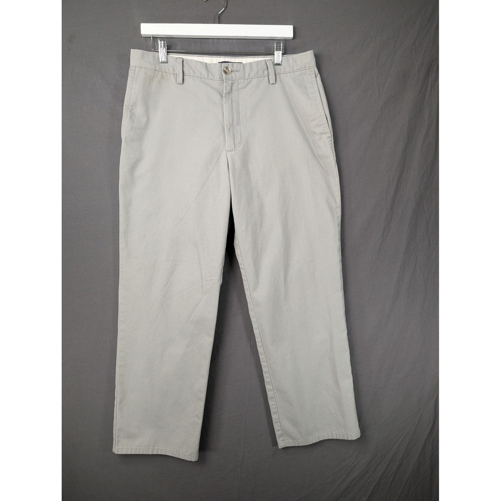 Lands End‎ Mens Traditional Fit Chino Pants Khaki Gray 34x29 Solid Cotton 5523